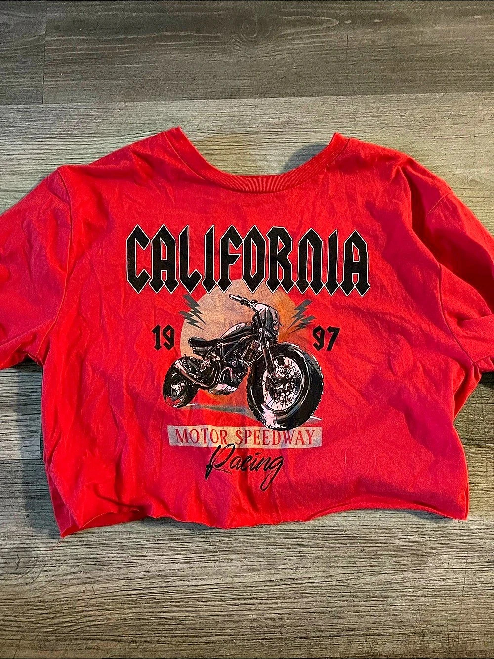 Social Scene Graphic Motorcycle Tee in Red Size Small
